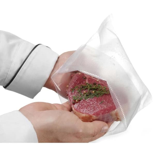 Molettade påsar för vakuumförpackningsmaskiner 150x400mm 100 stycken.