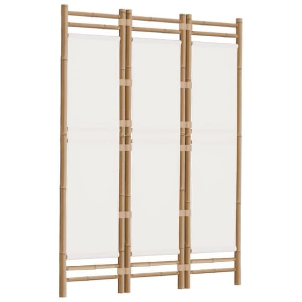 vidaXL Vikbar rumsavdelare 3 paneler 120 cm bambu och duk 350623