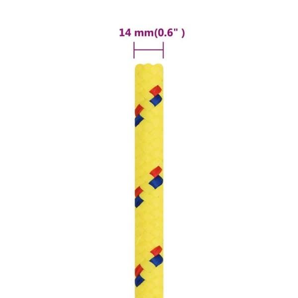 152622 vidaXL Båtkabel Gul 14 mm 50 m Polypropen