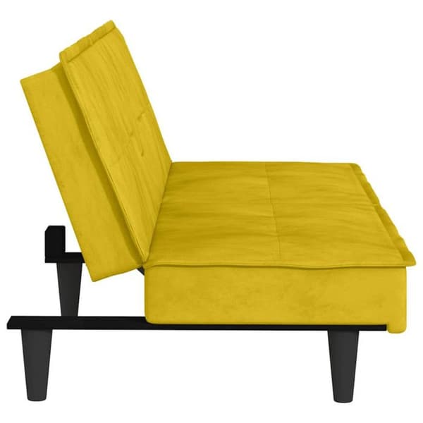 vidaXL Sängsoffa med kopphållare gul sammet 351925