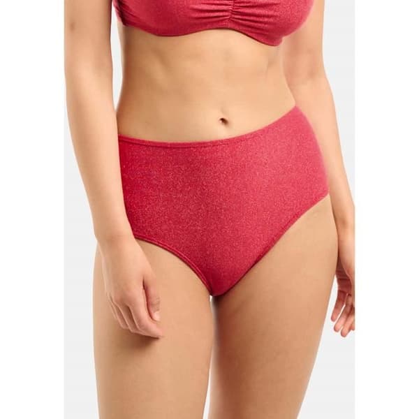 Sans Complexe — Högmidjad baddräkt Reflet Lurex återvunnen, Röd