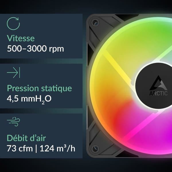 Premium-fläkt 120 mm - ARCTIC - P12 Pro Reverse A-RGB - Omvänd luftflöde - Pack om 3