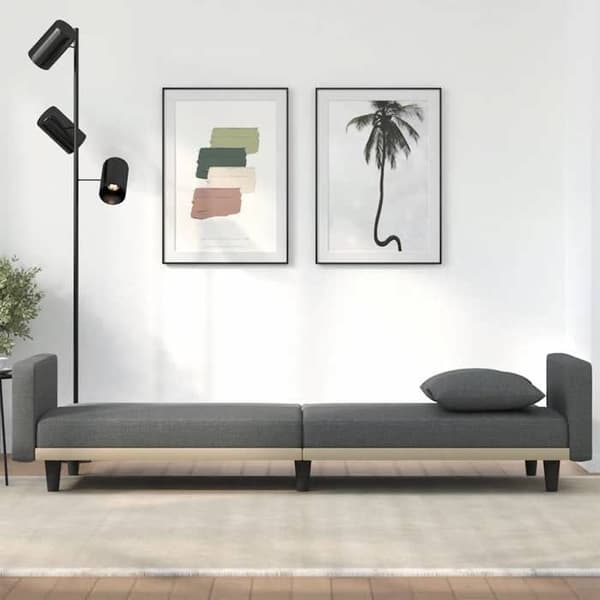 vidaXL Sängsoffa med mörkgrå kuddar tyg 351876