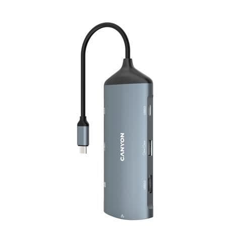 USB-hubb - CANYON - DS-15 - 5000 Mbit/s - HDMI - Gigabit Ethernet - Grå