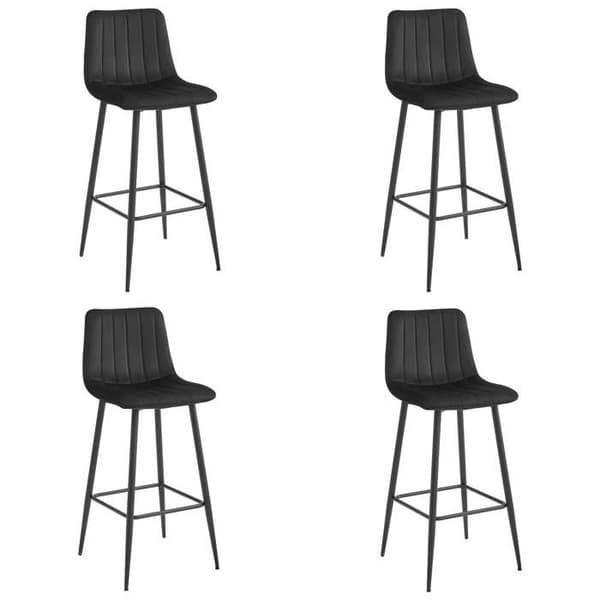 MADAME MEUBLE | Set med 4 Barstolar POZZA | Ergonomisk Design | Svart Sammet