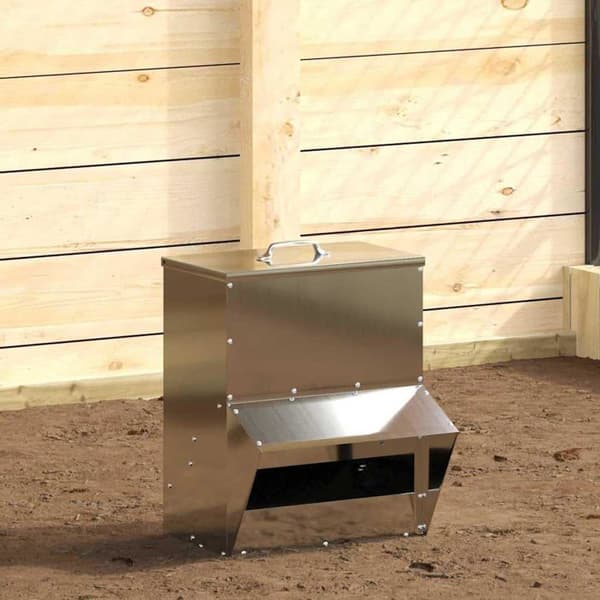 Foderautomat för höns i galvaniserat stål - vidaXL - Silver - 35x20,5x43,5 cm - 3,4 kg - Hållbar