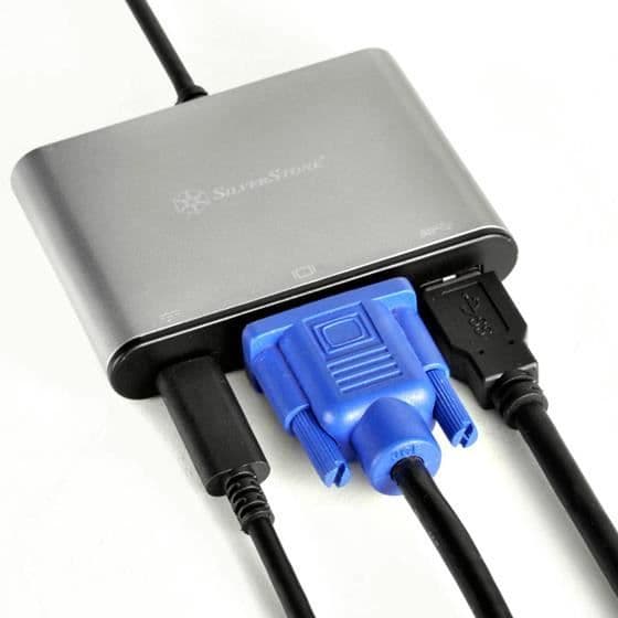 USB 3.1 Typ C Adaptator Klocka - SILVERSTONE - SST-EP06C - VGA - USB Typ A - Svart