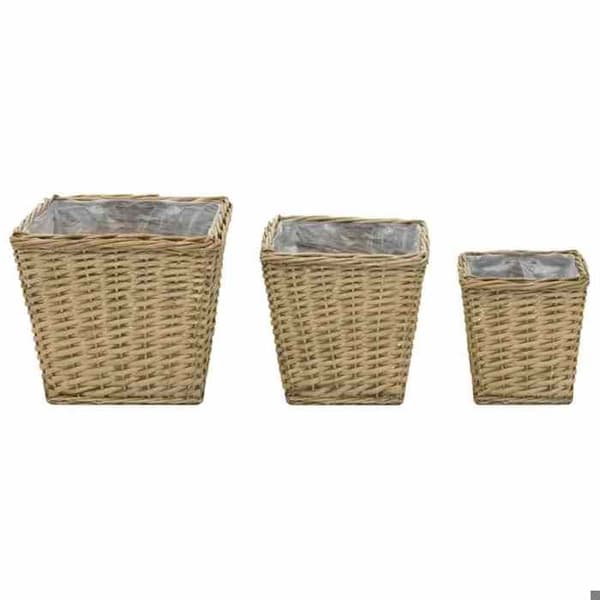 vidaXL Upphöjda sängar 3 st Wicker med PE Foder
