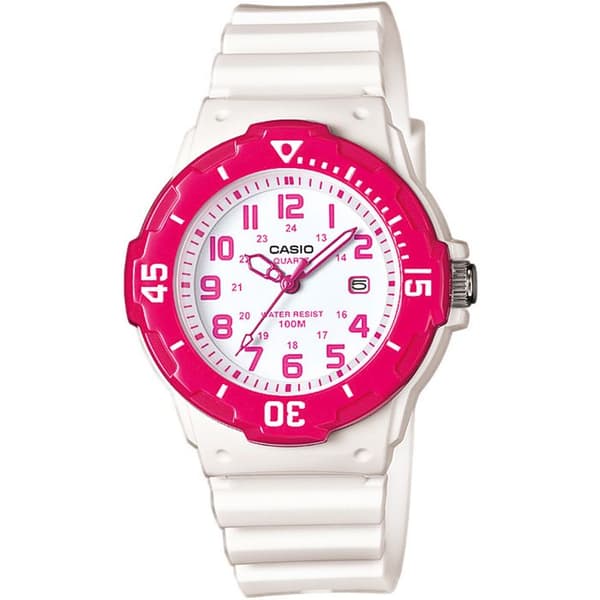 Klocka - CASIO - Basic Child Girl - Resin - Vit och Rosa - 10 ATM