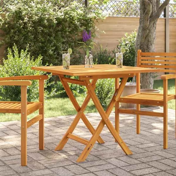 vidaXL Fällbord för trädgård 85x85x76 cm Solid teakträ 47419