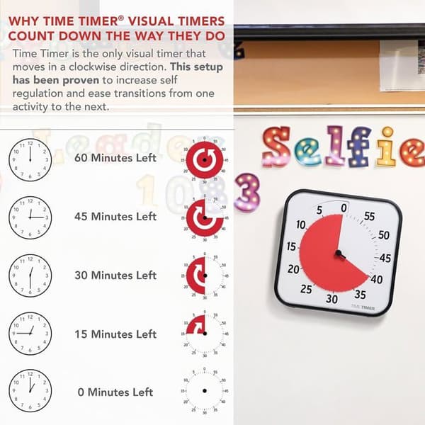 Visuell Timer - TIME TIMER - Original Stor - 30cm - Nedräkning - Svart