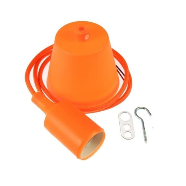 Lampupphängning, orange E27 kabel och sockel