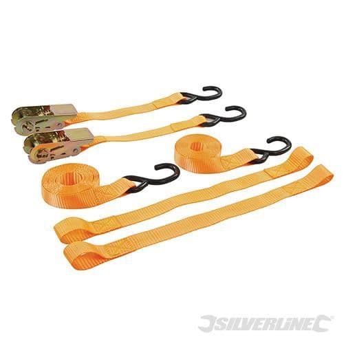 Spännband med spärr - SILVERLINE - 4 delar - Polyester - 25 mm - Orange