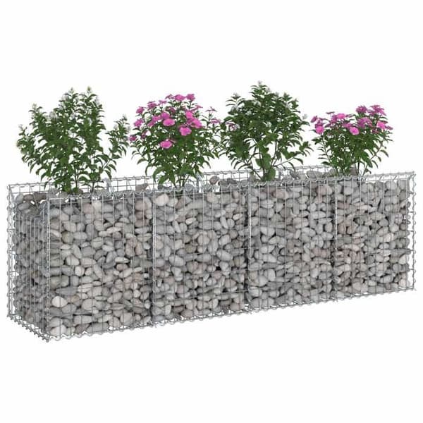 vidaXL Hög säng gabion Silver 42033293