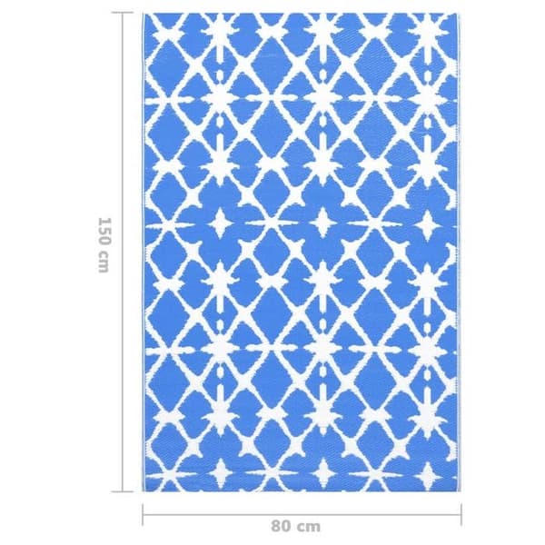 vidaXL Utomhusmatta Blå och Vit 80x150 cm PP