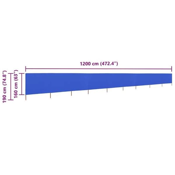 vidaXL 9-Panel Skärm Tyg 1200 x 160 cm Azurblå