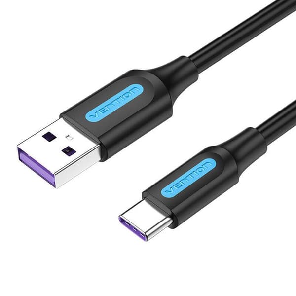 USB 2.0 A till USB-C - VENTION - CORBF - 5A - 1 m - PVC Svart