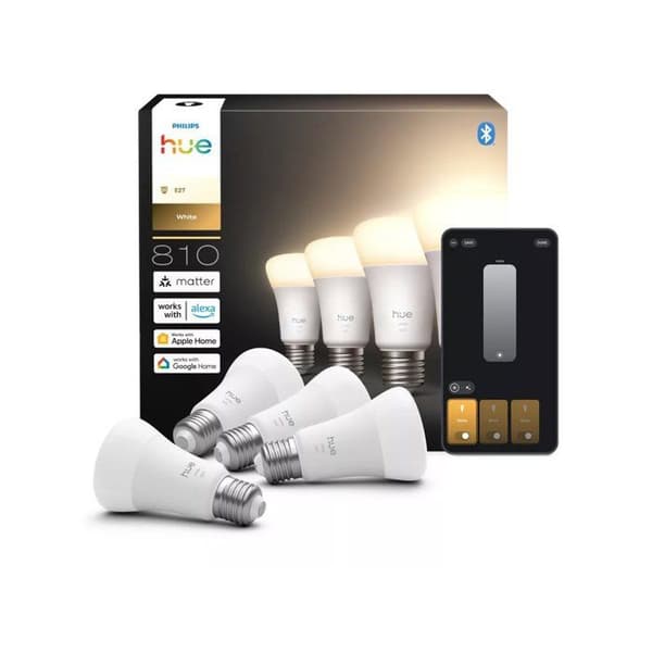 Pack med 4 anslutna LED-ampuller - PHILIPS HUE - Vit Ambiance A60 - E27 - 810 lm - Variabel vit