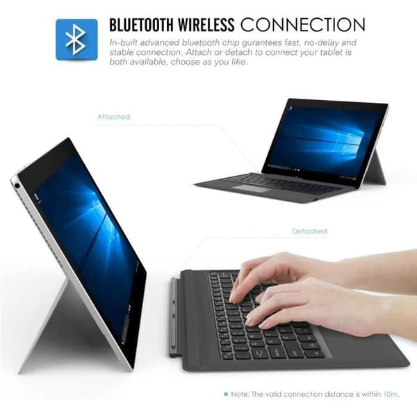 Trådlöst Bluetooth-tangentbord MoKo för Microsoft Surface Pro 7 Plus/Pro 7/Pro 6/Pro 5/Pro 4/Pro 3, Grå