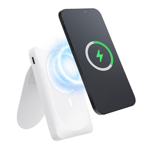 FORCELL Externbatteri 10 000 mAh MagSafe & PixelSnap med vikbar stöd, Laddning 20W + USB-C/USB-A