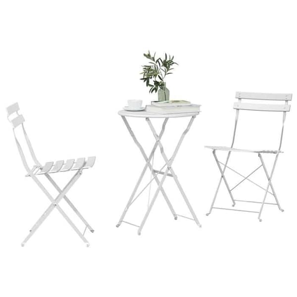vidaXL Bistroset 3 delar Fällbar Vit Stål 42002968