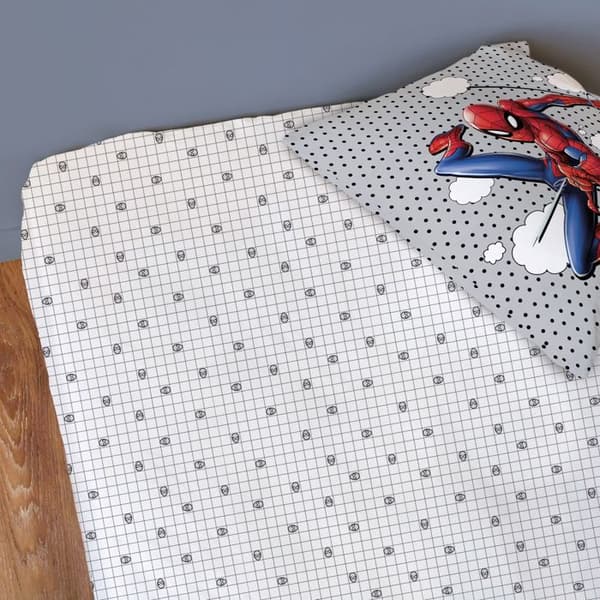 Drap housse barntryck 100% bomull - SPIDERMAN HERO - Vit - 90x190/200cm