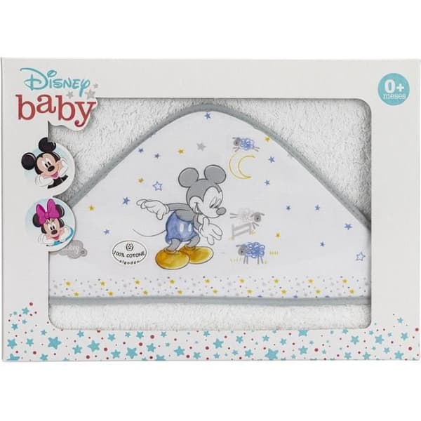 Disney Mickey Mouse junior badkappa 100 cm bomull vit/grå
