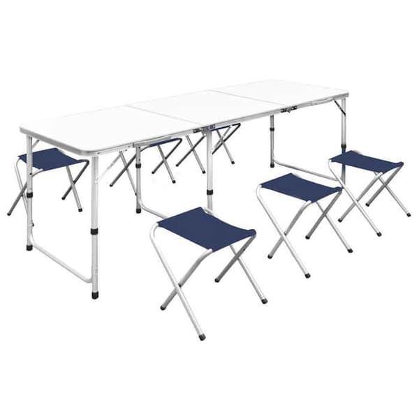 vidaXL Fällbart campingbord Höjdjusterbart med 6 pallar Trädgård 41329