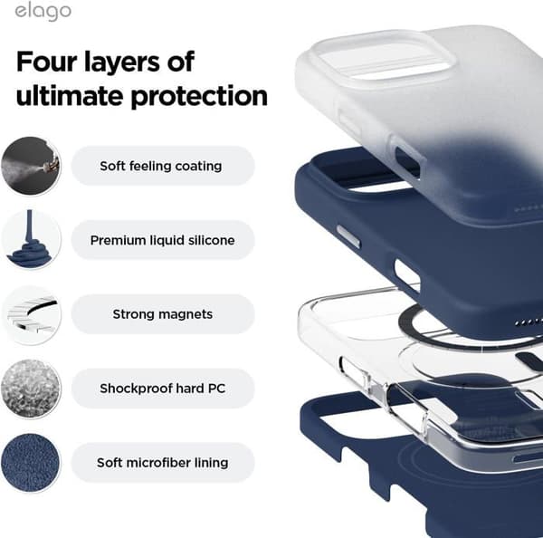 Elago MagSafe Silikonfodral till iPhone 16 Pro Jean Indigo