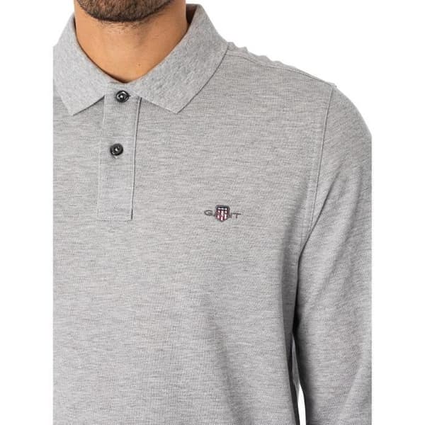 Polo Piqué Långärmad Regular Shield - GANT - Herr - Grå