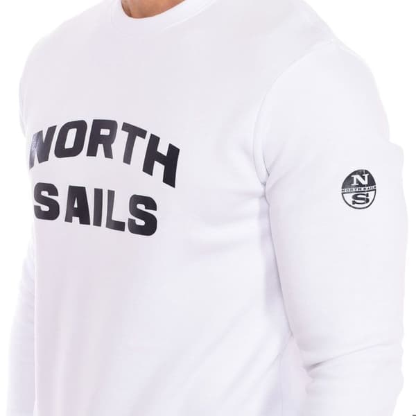 Sweatshirt med rund hals långärmad 9024170 herr - Vit