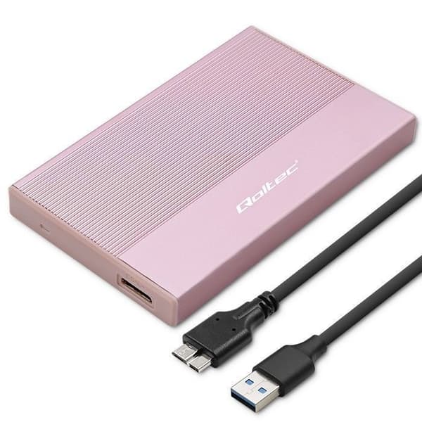 SSD-hölje - QOLTEC - 52279 - USB 3.0 - SATA - 2,5 tum - Rosa