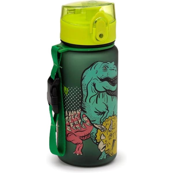 Barnflaska - PUCKATOR - Dinosauria - 350 ml - Okrossbar - Tryckknappslock