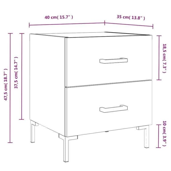 vidaXL Sängbord 2 st Vit 40x35x47,5 cm Konstruerat trä 827309