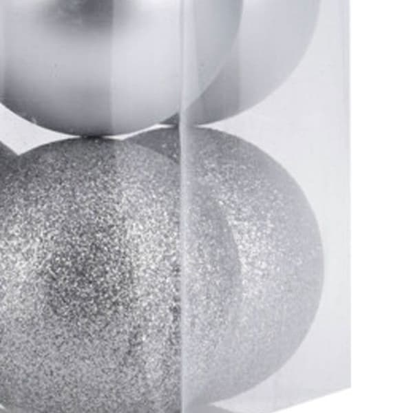 Julkulor - Set om 12 - Silverfärgade - Plast - Ø 6 cm