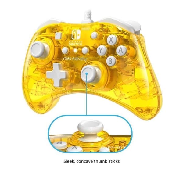 Spelkontroll - Rock Candy - Gul - Trådad - Nintendo Switch - 3m kabel ingår