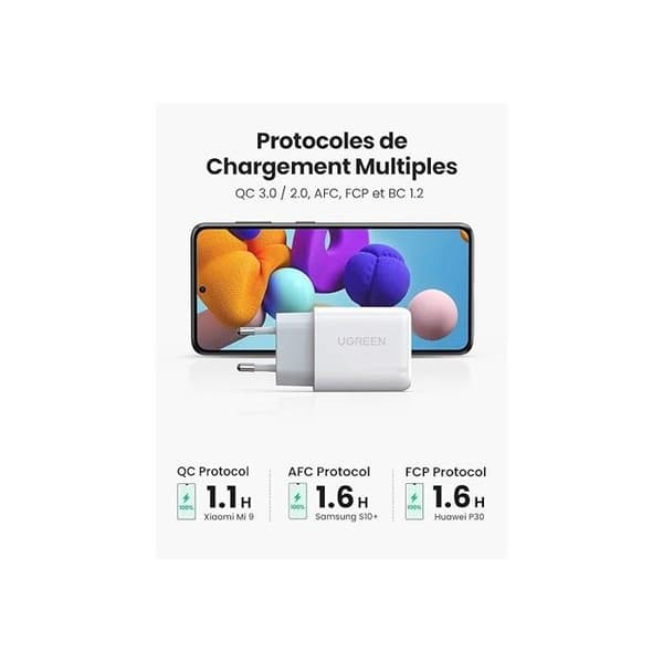 UGREEN USB-A QC 3.0 18W Väggladdare - Vit