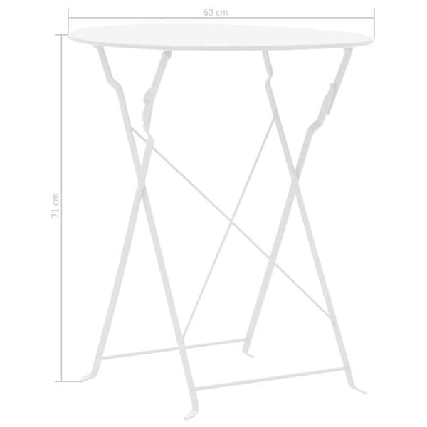 vidaXL Bistroset 3 delar Stål Vit 44357