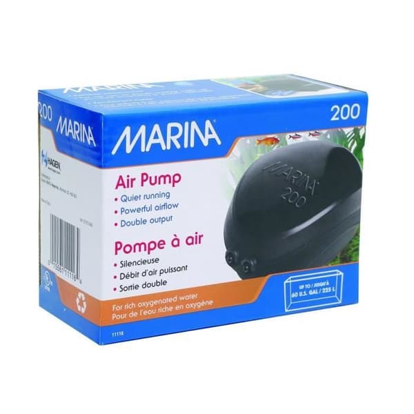 MARINA Luftpump 200 - Flöde: 110 L/h - För akvarium
