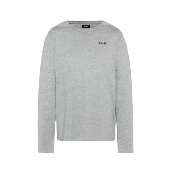 Långärmad T-shirt - SCHOTT - Herr - 100% Bomull - Grå - Rak passform