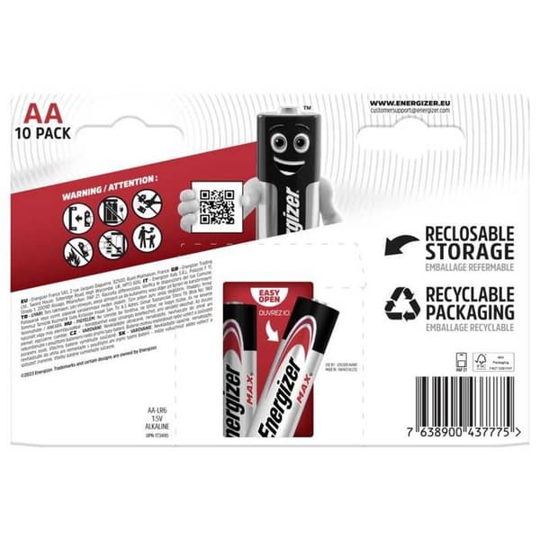 Hög AA - ENERGIZER - 437772 - 10 bitar - Alkaliskt - 1,5 V - Ekopack