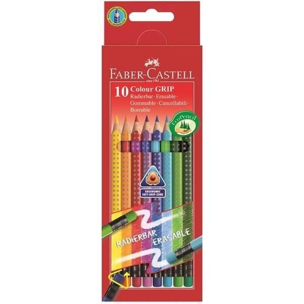 Suddgummifärgkritor - FABER-CASTELL - GRIP - Triangulär form - Stift 3.3 mm