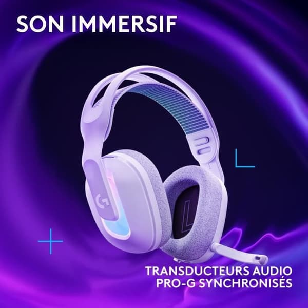 Gaming headset - trådlös - Logitech G - G522 - Lightspeed - Vit