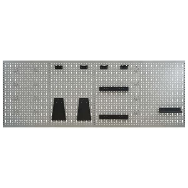Perforerade väggpaneler - vidaXL - 4 st - Stål - 40x58 cm - Grå