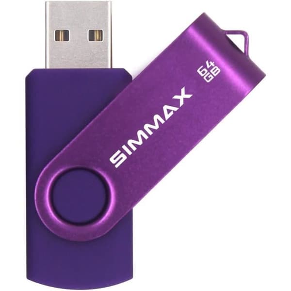 SIMMAX USB Flash Drive 64GB Memory Stick USB 2.0 Flash Drive Roterande Pendrive Disklagring (64GB Lila)