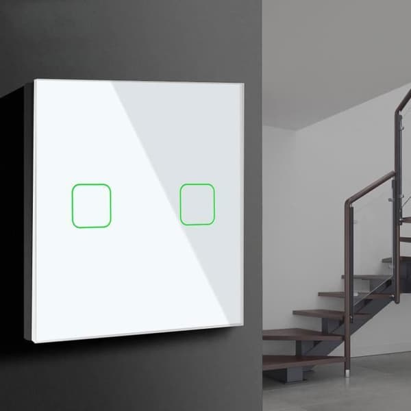 Dubbla ljusströmbrytare - Maclean - MCE712W - Härdat glas - Touchbelysning - Modern design