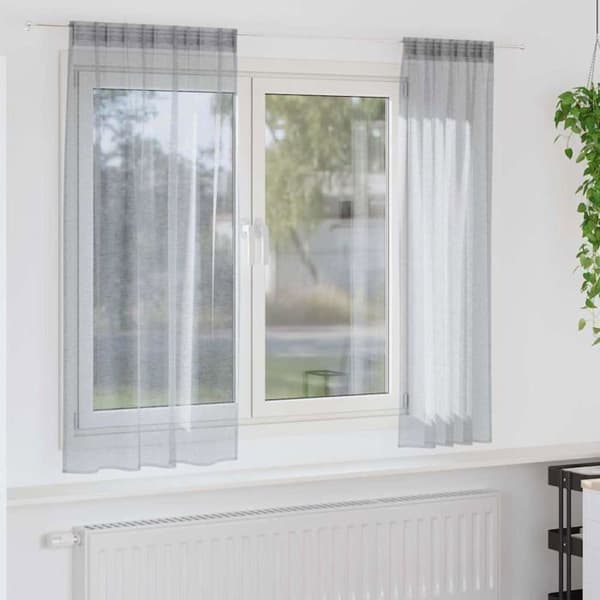 Gardiner i voile - vidaXL - Mörkgrå - Polyester - 175x140 cm - Set om 2 - Utvändig montering