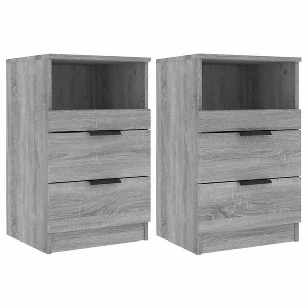 vidaXL Sängbord 2 st Sonoma Grey Engineered Wood 817042