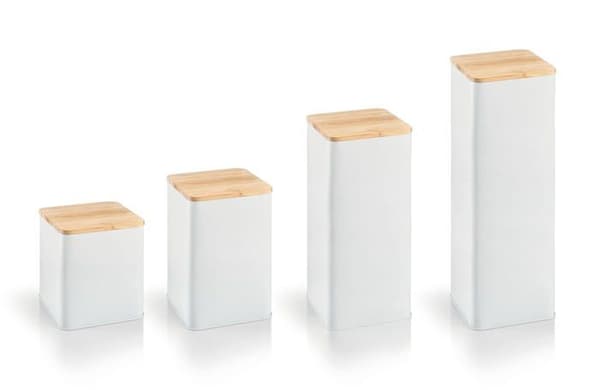 Förvaringslåda - TESCOMA - 900840 - Metall - Lock i bambu - 10 x 10 x 18,5 cm