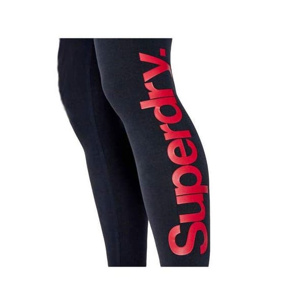 Legging dame - Superdry - Logo Core - Elastisk midja - Ankellängd - Mörkblå ekliptik